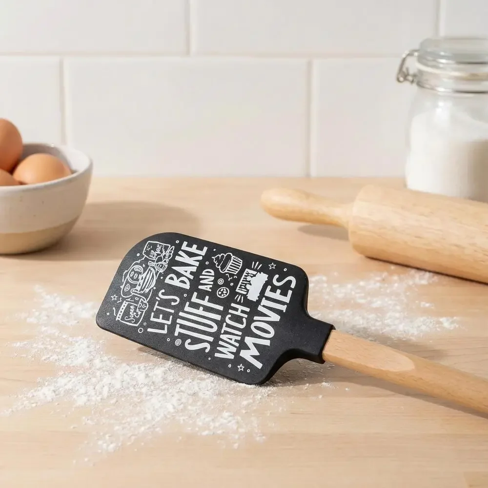 Let’s Bake Stuff and Watch Movies Silicone Spatula with Wooden Handle | Heat Re
